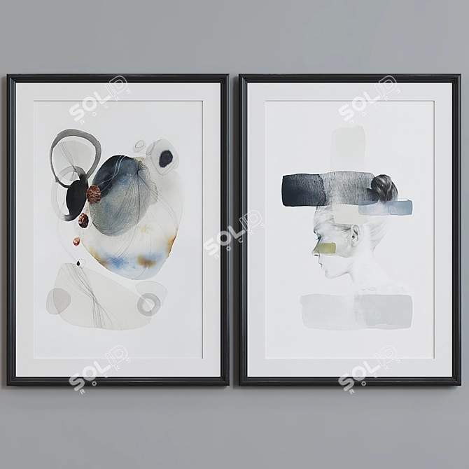 Modern Abstract Picture Frame Set 3D model image 2