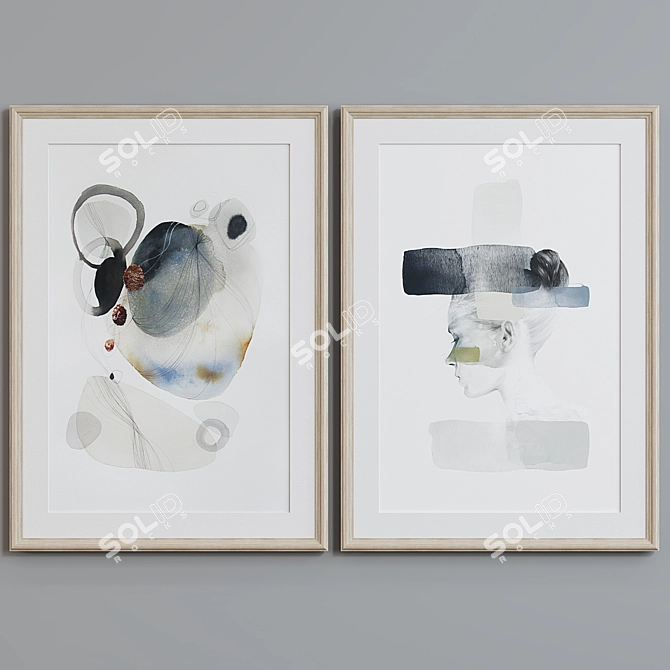 Modern Abstract Picture Frame Set 3D model image 3