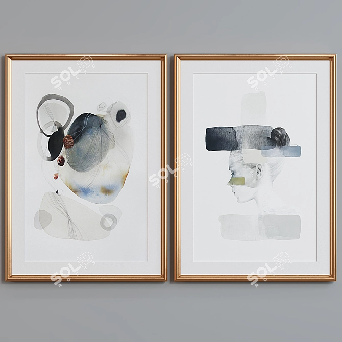 Modern Abstract Picture Frame Set 3D model image 4