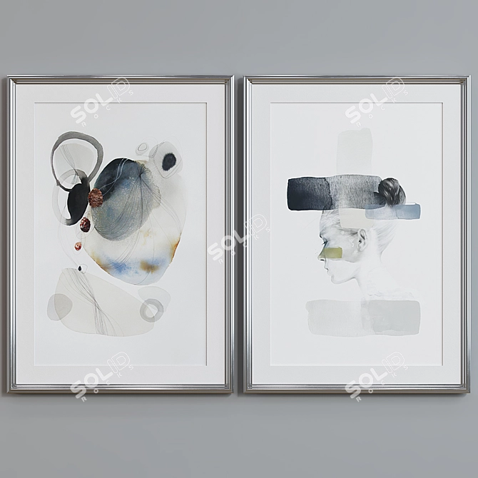 Modern Abstract Picture Frame Set 3D model image 5