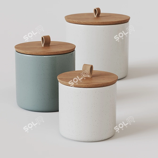 Elegant Pacifica Stoneware Canister 3D model image 4