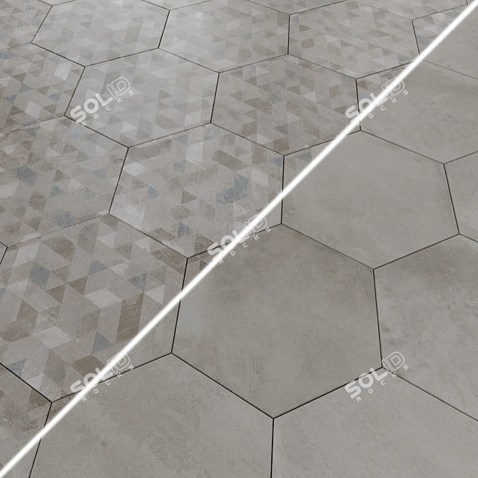 Hexagon Urban Ceramic Tiles 3D model image 1