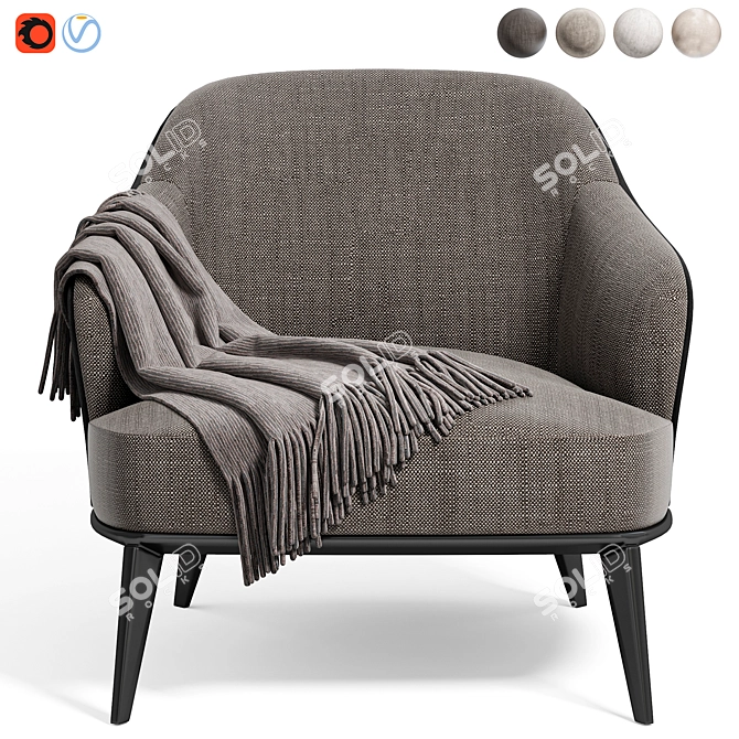 Modern Leslie Armchair by Minotti 3D model image 2