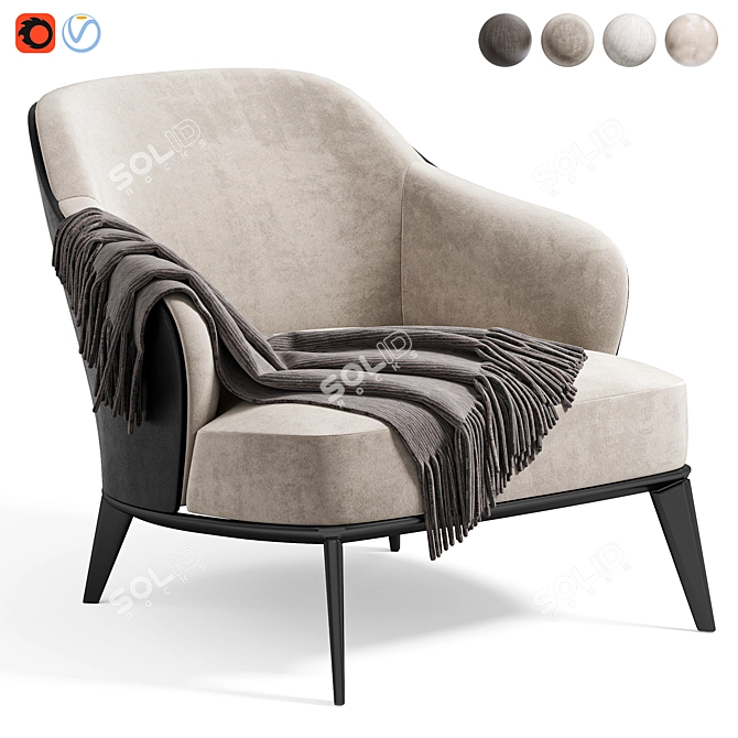 Modern Leslie Armchair by Minotti 3D model image 4