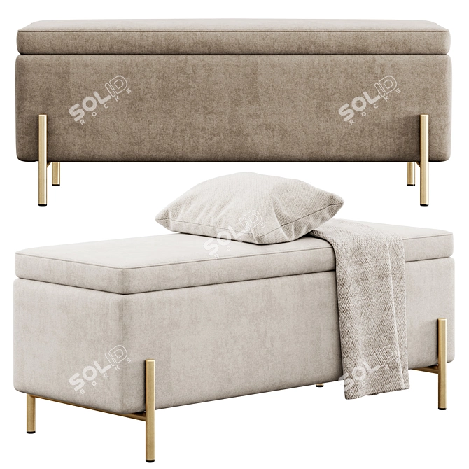 Schmucker Upholstered Storage Bench 3D model image 2