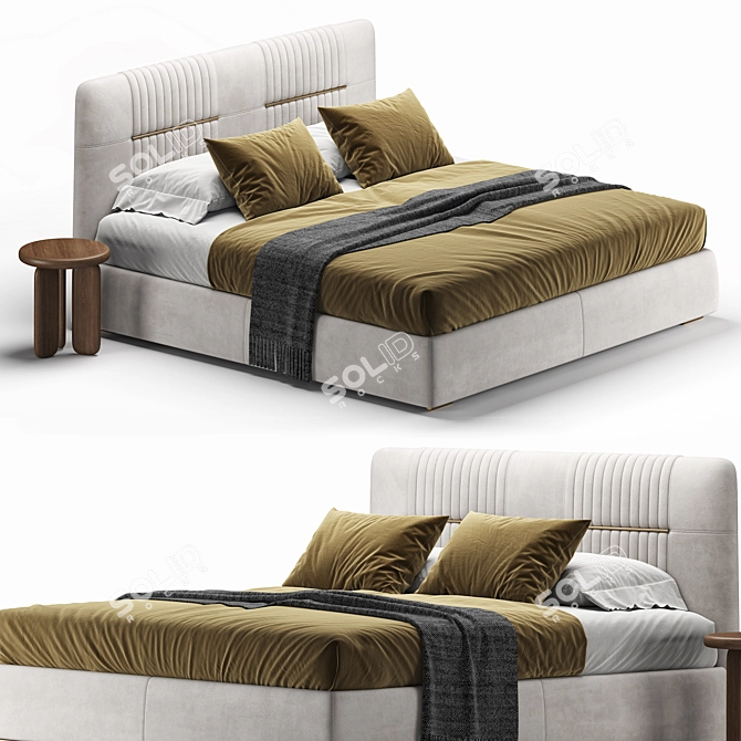 Omer Modern Upholstered Italian Bed 3D model image 2