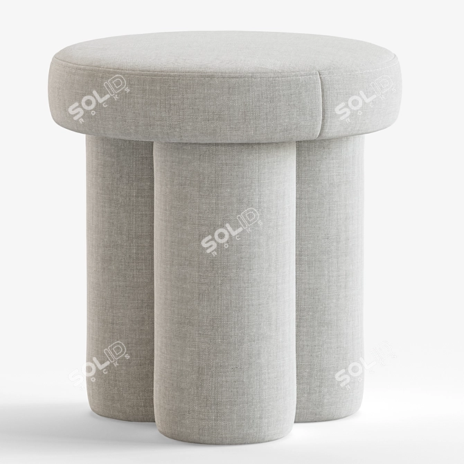 Cozy Sheepskin Foot Stool 3D model image 2