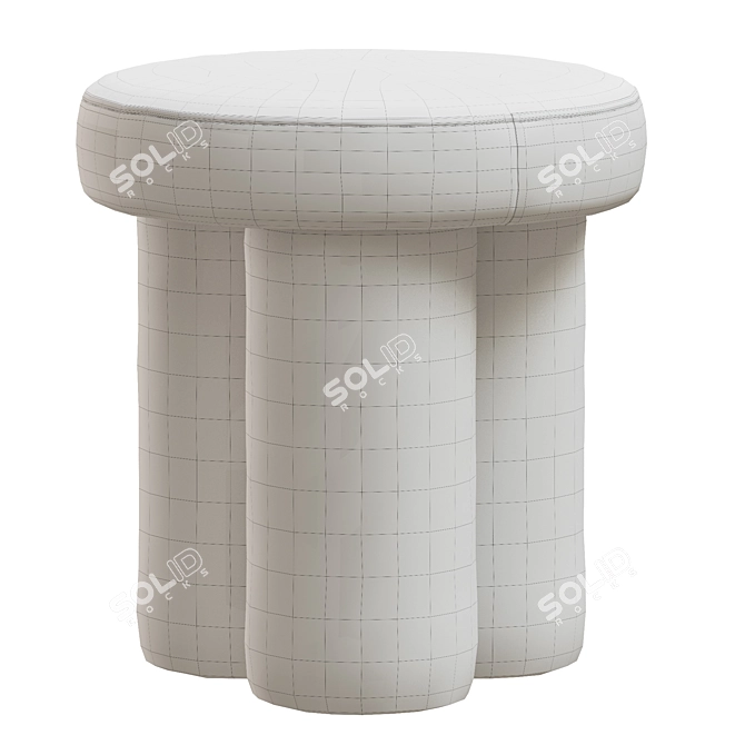 Cozy Sheepskin Foot Stool 3D model image 3