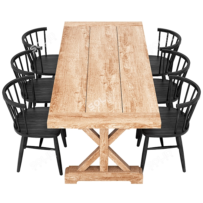 Modern Shaker Dining Set 3D model image 2