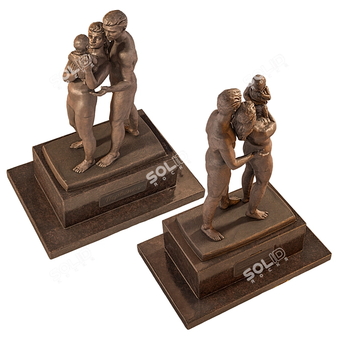 Metal Sculpture Figures Set 3oru 3D model image 3