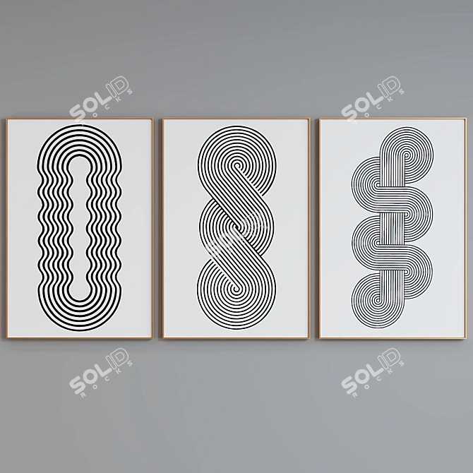 Modern Abstract Line Design Picture Frame Set 3D model image 4