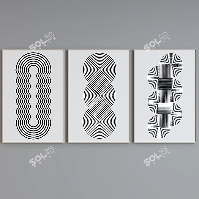 Modern Abstract Line Design Picture Frame Set 3D model image 5