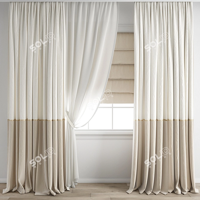 Polygonal Curtain Model Set 3D model image 1