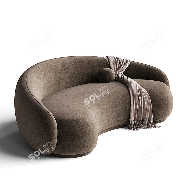 Modern Curved Bouclé Sofa 3D model image 4