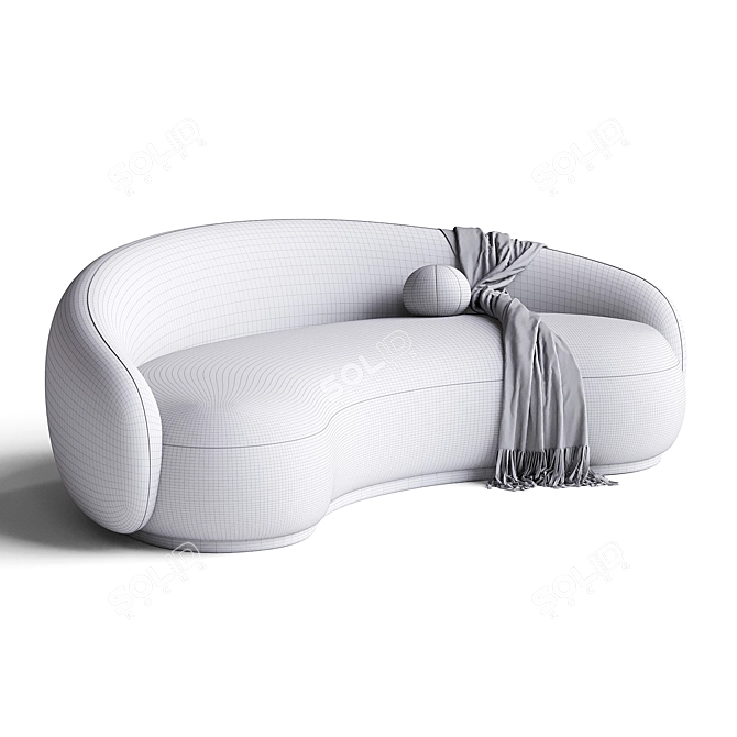 Modern Curved Bouclé Sofa 3D model image 5