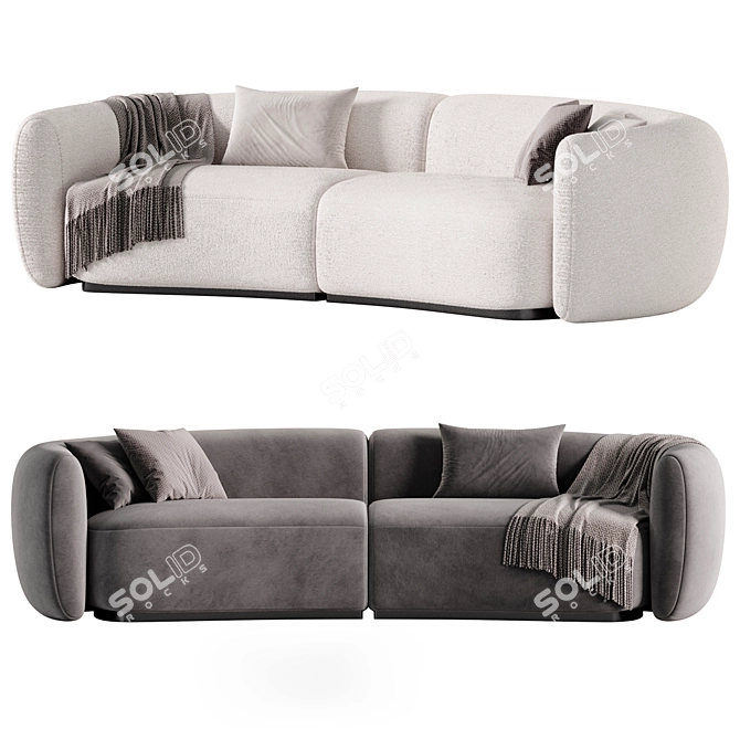 Stylish 3-Seater Fabric Sofa 3D model image 3