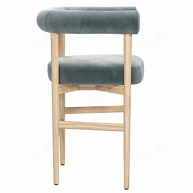 Curved Velvet Counter Stool Set 3D model image 4