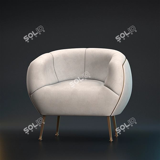 White Leather Armchair for Gaming 3D model image 1