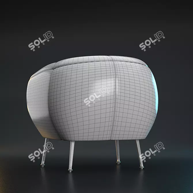 White Leather Armchair for Gaming 3D model image 3