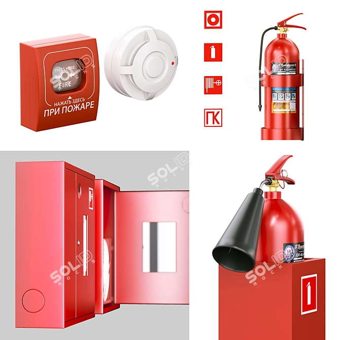 Security & Fire Alarm Set 3D model image 2