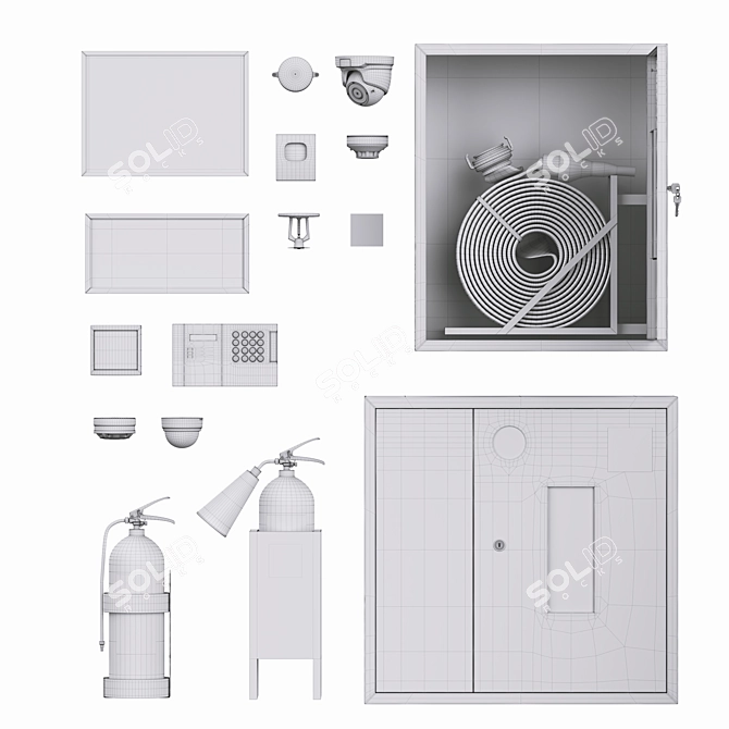 Security & Fire Alarm Set 3D model image 7