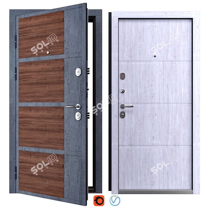 Boston-M Metal Entry Door 3D model image 1