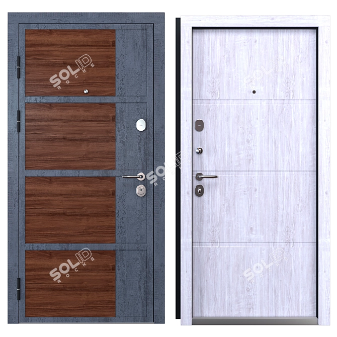 Boston-M Metal Entry Door 3D model image 3