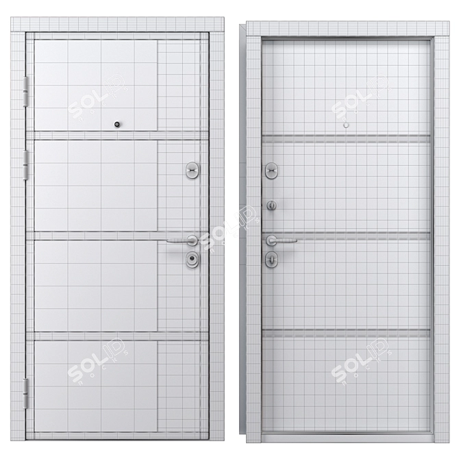 Boston-M Metal Entry Door 3D model image 4