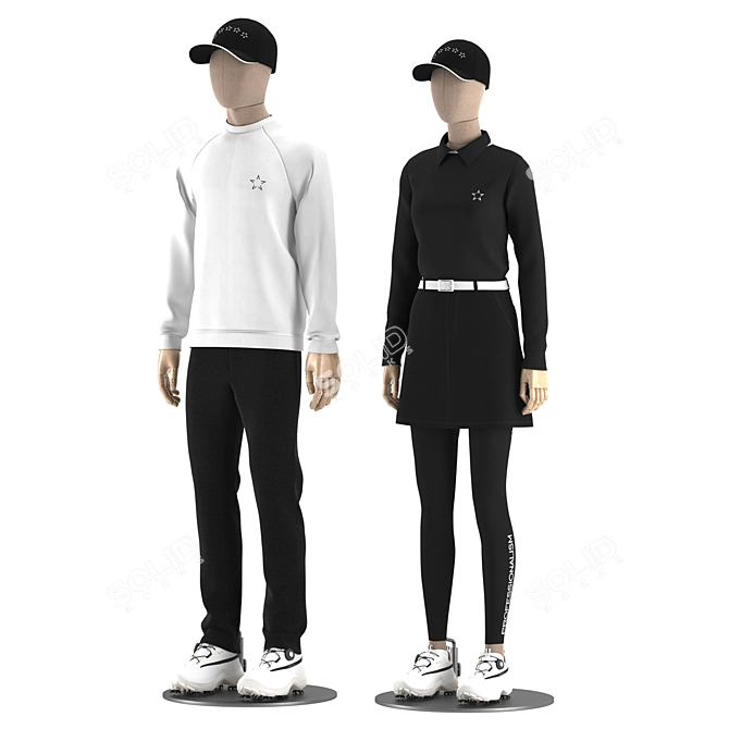 Golf Mannequin Set: Gendered Displays 3D model image 1