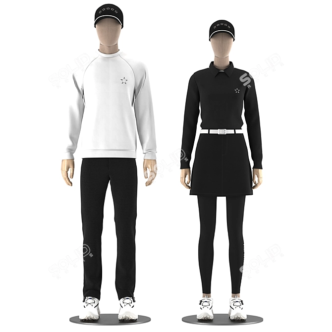 Golf Mannequin Set: Gendered Displays 3D model image 2