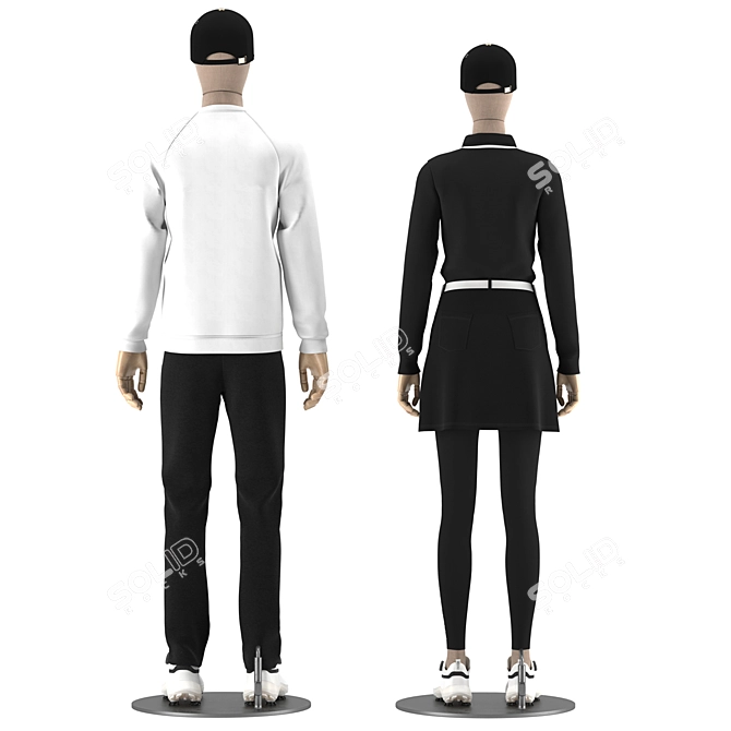 Golf Mannequin Set: Gendered Displays 3D model image 3