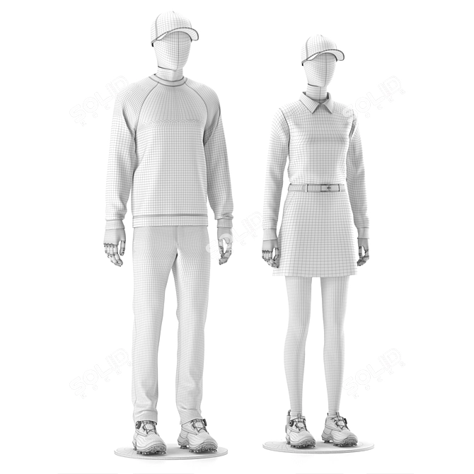 Golf Mannequin Set: Gendered Displays 3D model image 6