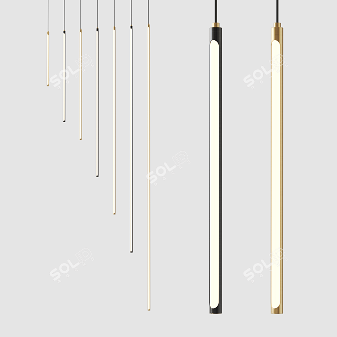 Cylindrical LED Pendant Light 3D model image 1