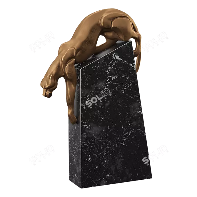 Marble Leopard Sculpture Aesthetic Appeal 3D model image 1