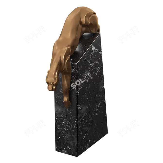 Marble Leopard Sculpture Aesthetic Appeal 3D model image 3