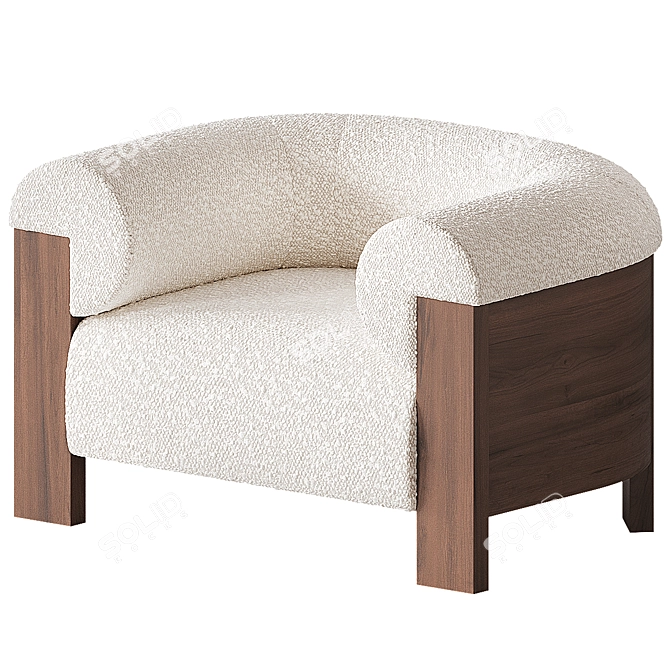 Eldon Boucle Armchair in Walnut 3D model image 1