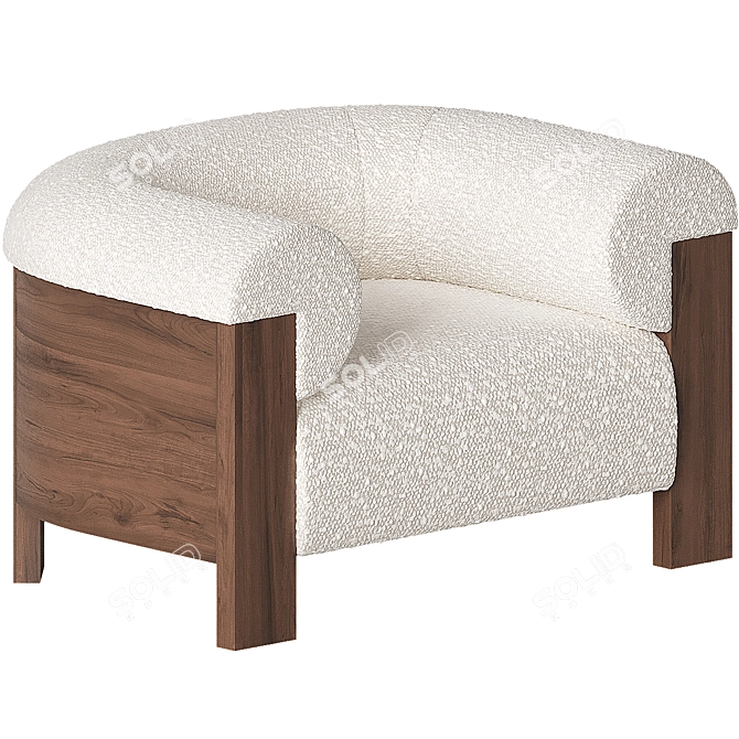 Eldon Boucle Armchair in Walnut 3D model image 2