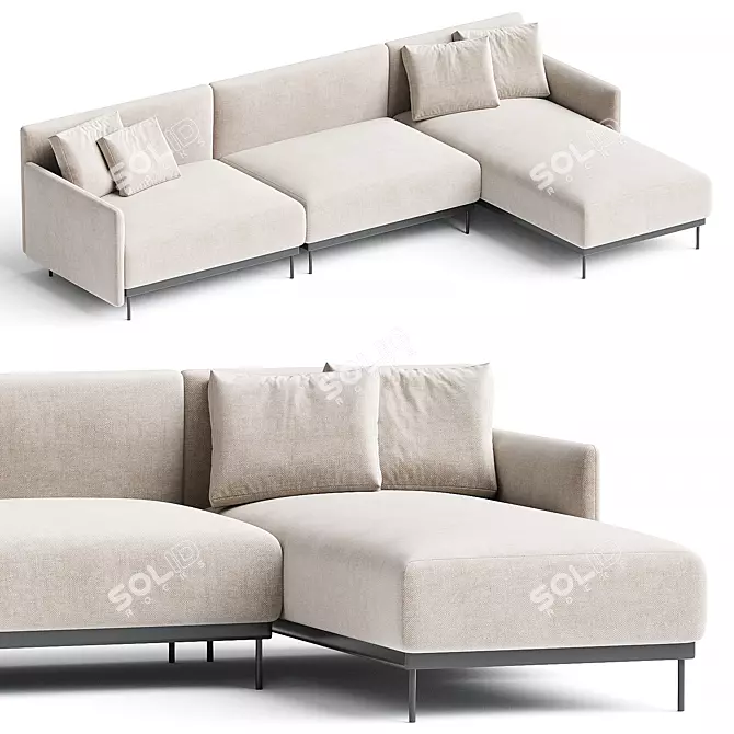 Modern Quadra Sofa with Magazine Rack 3D model image 1