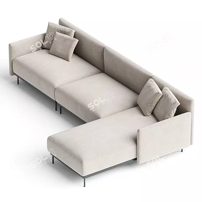 Modern Quadra Sofa with Magazine Rack 3D model image 2