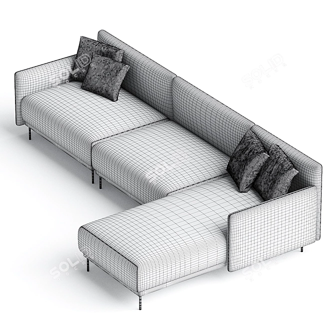 Modern Quadra Sofa with Magazine Rack 3D model image 3