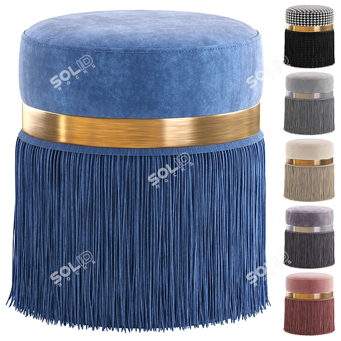 Elegant Blue Pouf Arwen 3D model image 1