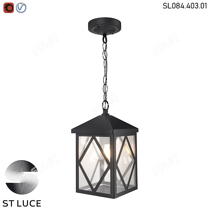 Modern Hanging Outdoor Street Light 3D model image 1