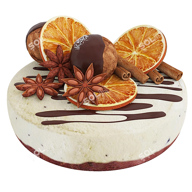 Citrus Cake Collection: 4 Varieties 3D model image 4