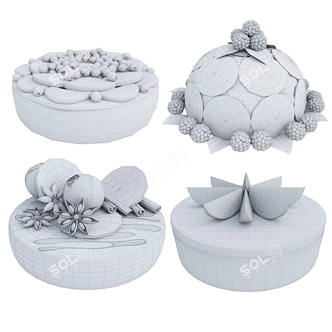 Citrus Cake Collection: 4 Varieties 3D model image 6