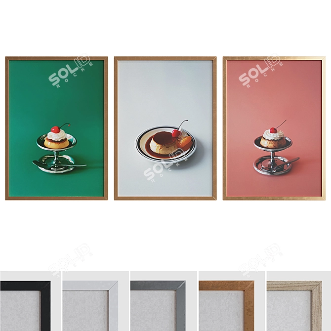 Modern Picture Frame Set in Various Finishes 3D model image 1