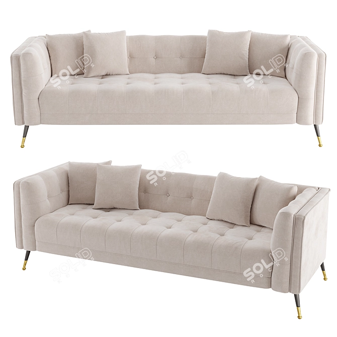 Nerac Contemporary Off-White Steel Sofa 3D model image 1