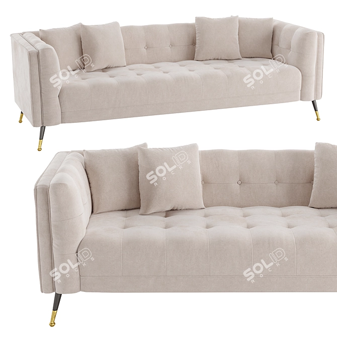 Nerac Contemporary Off-White Steel Sofa 3D model image 3