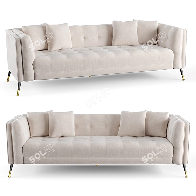 Nerac Contemporary Off-White Steel Sofa 3D model image 7