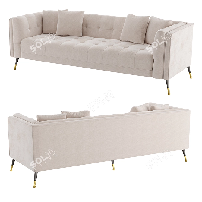 Nerac Contemporary Off-White Steel Sofa 3D model image 13