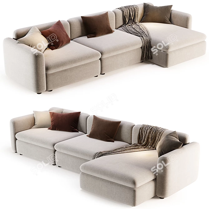  Elegant BOTERO Sofa with Chaise 3D model image 5